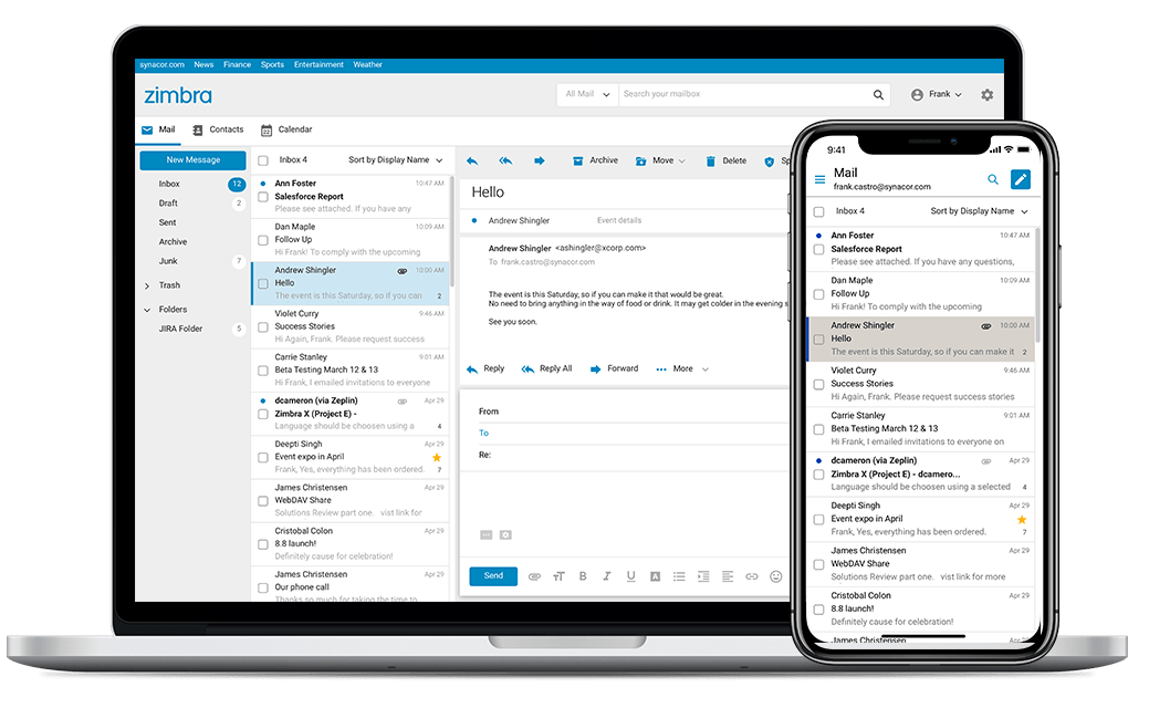 Zimbra op een desktop